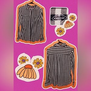 Fall black and white checkerboard button up flannel FALL ESSENTIALS